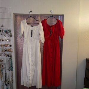 Chic Women's Red and White Maxi Dresses